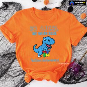 In April We Wear Blue Dinosaur Autism Awareness - Kids Tee