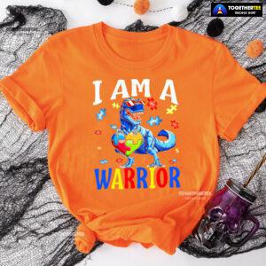 I Am A Warrior Dinosaur Autism Awareness T-Shirt