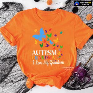 Autism Grandma I Love My Grandson Butterfly T-Shirt