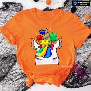 Unicorn Autism Puzzle Pieces T-Shirt - White Tee