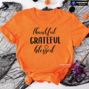 Thankful Grateful Blessed Thanksgiving Vibes T-Shirt