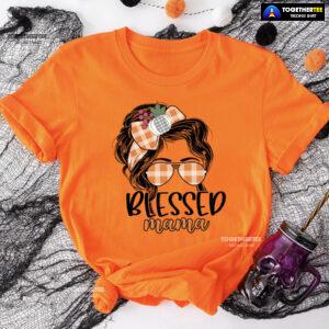 Blessed Mama Messy Bun Girl T-Shirt
