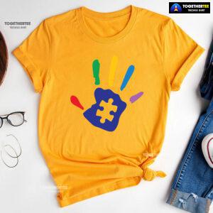 Autism Handprint Puzzle Piece T-Shirt - Kids Tee