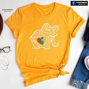 Elephant Typography Autism Awareness T-Shirt - Small Tee
