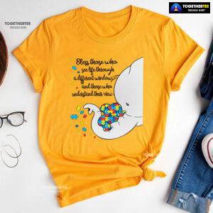 Bless Those Who See Life Through A Different Window Elephants Autism T-Shirt