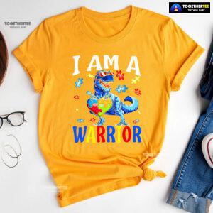 I Am A Warrior Dinosaur Autism Awareness T-Shirt