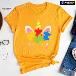 Unicorn Autism Puzzle Pieces T-Shirt - Black Tee