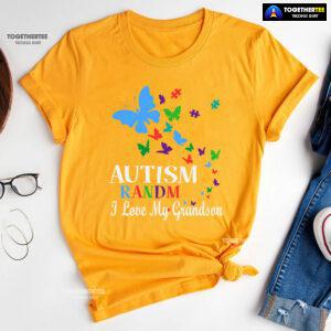Autism Grandma I Love My Grandson Butterfly T-Shirt