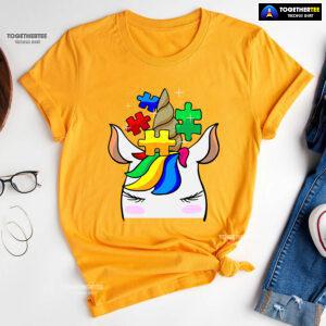 Unicorn Autism Puzzle Pieces T-Shirt - White Tee