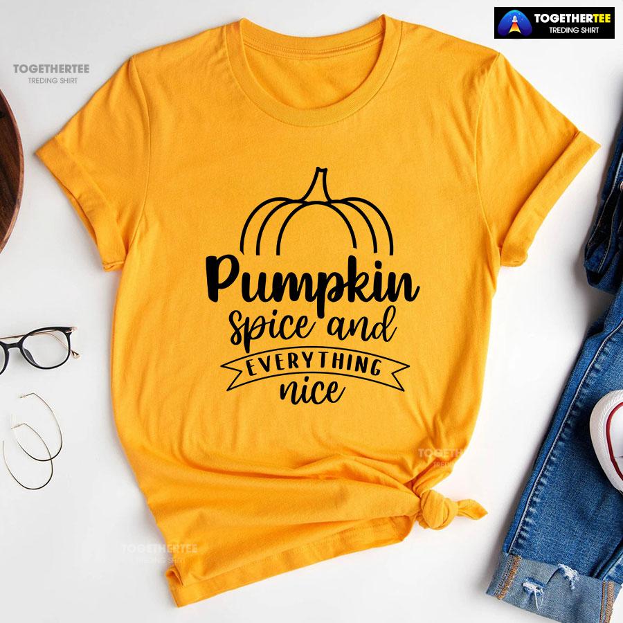 9-gold-tgvg231007pm235 Pumpkin Spice And Everything Nice Thanksgiving T-Shirt