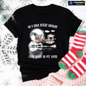Santa Claus On Sleigh On A Dark Desert Highway Cool Wind In My Hair Christmas T-Shirt
