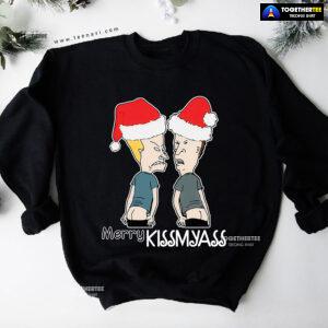 Merry Kissmyass Santa Beavis And ButtHead Christmas Sweatshirt