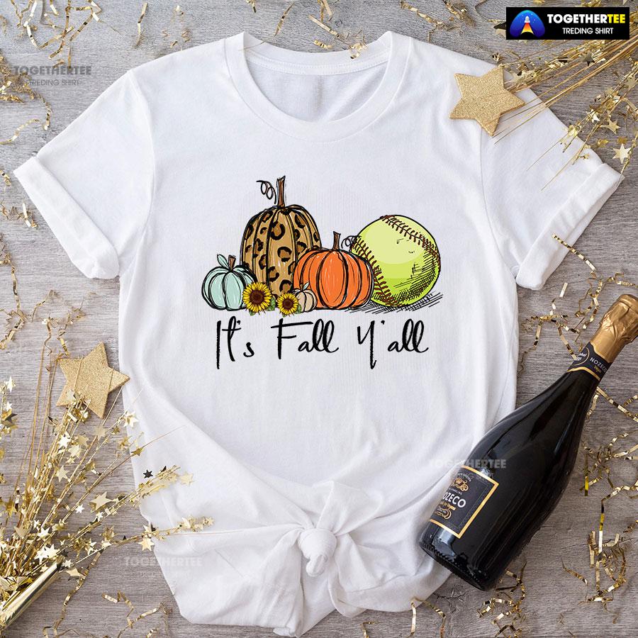 Halloween It’s Fall Y’All Pumpkin Softball T-Shirt Halloween It’s Fall Y’All Pumpkin Softball T-Shirt