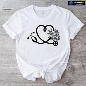 Stethoscope With Flower Nurse Life T-Shirt