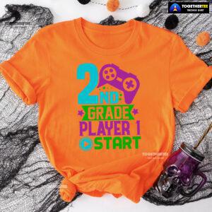 2nd Grade Player 1 Start Game Console Student Back To School T-Shirt