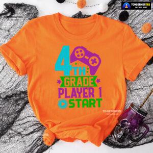 4th Grade Player 1 Start Game Console Student Back To School T-Shirt