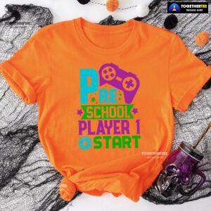 Preschool Player 1 Start Game Console Student Back To School T-Shirt