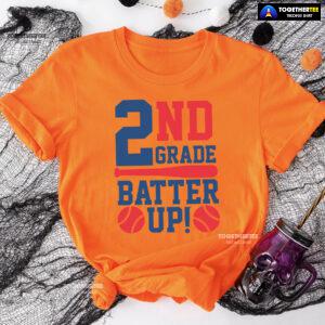 2nd Grade Batter Up Baseball Second Grade Student Back To School T-Shirt