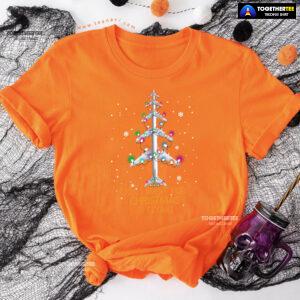 All I Want For Christmas Is Flying Airplane With Fairy Lights T-Shirt