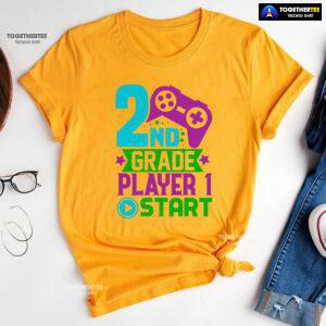 2nd Grade Player 1 Start Game Console Student Back To School T-Shirt