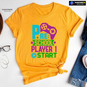 Preschool Player 1 Start Game Console Student Back To School T-Shirt