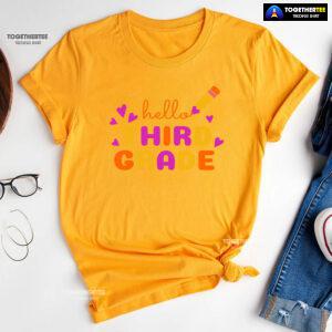 Hello Third Grade 3rd Grade Student Crayon Purple Heart Back To School T-Shirt