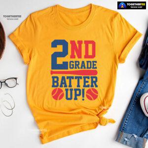 2nd Grade Batter Up Baseball Second Grade Student Back To School T-Shirt