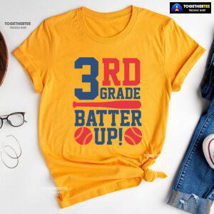 3rd Grade Batter Up Baseball Third Grade Student Back To School T-Shirt
