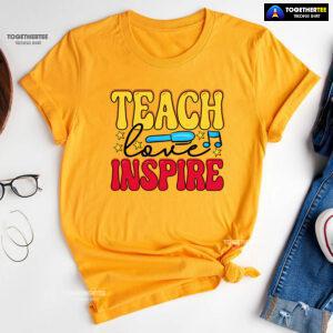 Teach Love Inspire Teacher Pen Star Musical Note Back To School T-Shirt