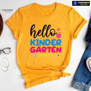 Hello Kindergarten Apple Pencil Heart Back To School T-Shirt
