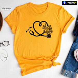 Stethoscope With Flower Nurse Life T-Shirt