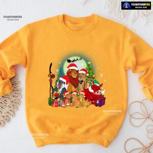 The Lion King Characters Santa Claus Sleigh Christmas Sweatshirt