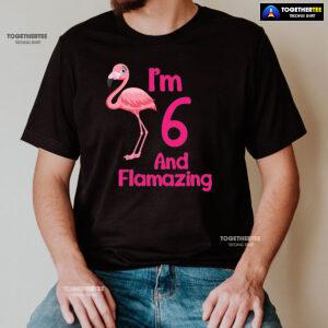I Am 6 And Flamazing Flamingo 6th Birthday T-Shirt