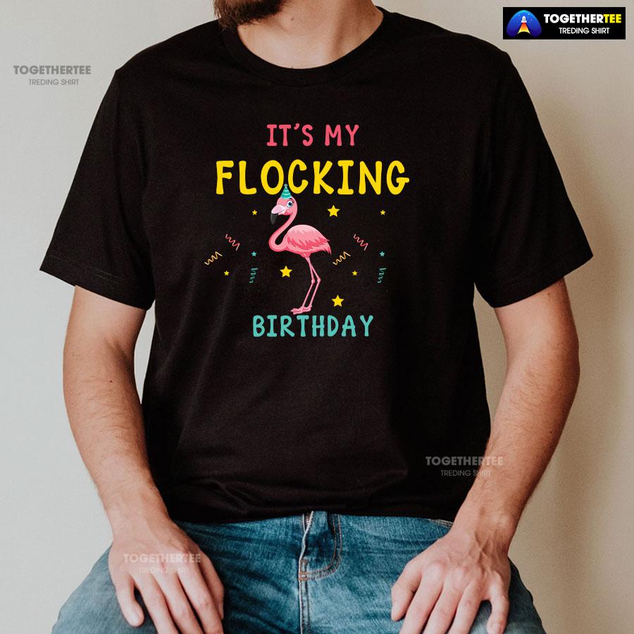 2-black-mens-flm231103am95 Flamingo It's My Flocking Birthday T-Shirt