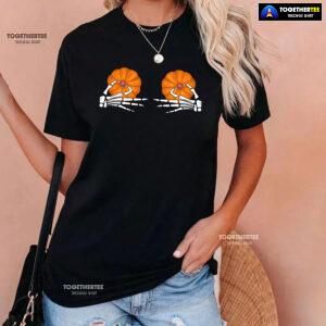 Skeleton Hands Pumpkin Boobs T-Shirt