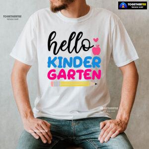 Hello Kindergarten Apple Pencil Heart Back To School T-Shirt