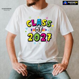 Class Of 2027 Crayon Student Back To School T-Shirt