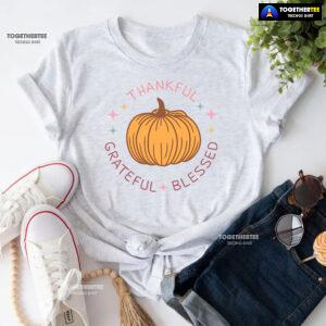 Thankful Grateful Blessed Pumpkin T-Shirt