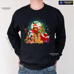 The Lion King Characters Santa Claus Sleigh Christmas Sweatshirt