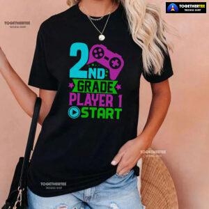2nd Grade Player 1 Start Game Console Student Back To School T-Shirt