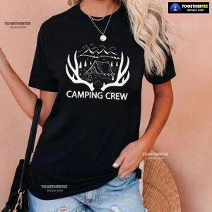 Camping Crew Tent Campfire Deer Antlers T-Shirt