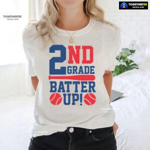 2nd Grade Batter Up Baseball Second Grade Student Back To School T-Shirt