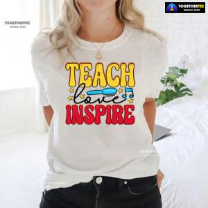 Teach Love Inspire Teacher Pen Star Musical Note Back To School T-Shirt