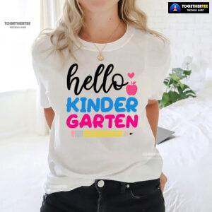Hello Kindergarten Apple Pencil Heart Back To School T-Shirt