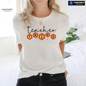 Teacher Tribe Orange Flowers Back To School T-Shirt