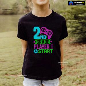 2nd Grade Player 1 Start Game Console Student Back To School T-Shirt