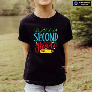 Hello Second Grade 2nd Grade Student Crayon Star Heart Back To School T-Shirt