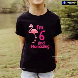 I Am 6 And Flamazing Flamingo 6th Birthday T-Shirt
