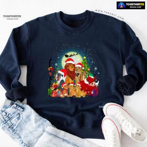 The Lion King Characters Santa Claus Sleigh Christmas Sweatshirt