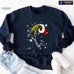 Grinch Hand Scissors Hairstylist How The Grinch Stole Christmas Sweatshirt